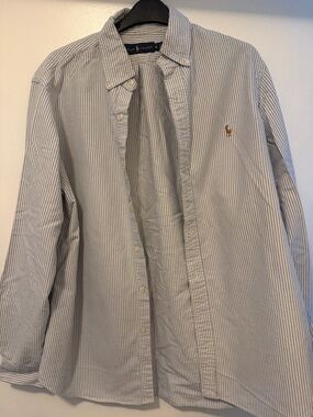 Polo by Ralph Lauren Light Blue and White Thin Stripe Button-Down Shirt